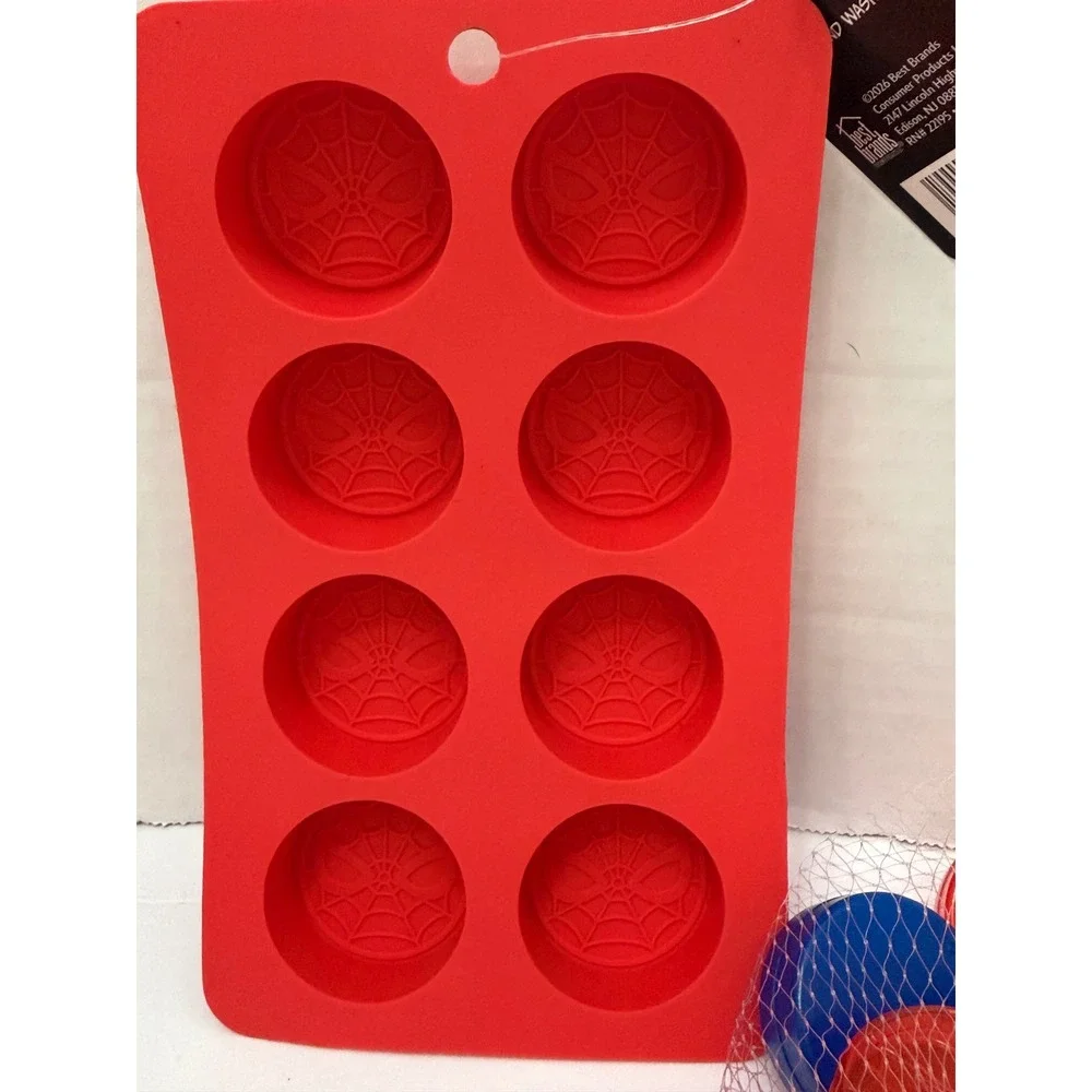 Marvel Spider-Man Silicone Ice Cube Tray and 12pk Reusable Ice Cubes Red New